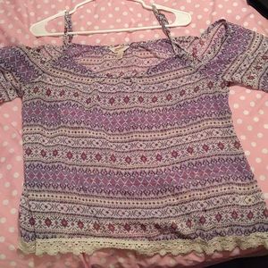 see thru lace off shoulder top